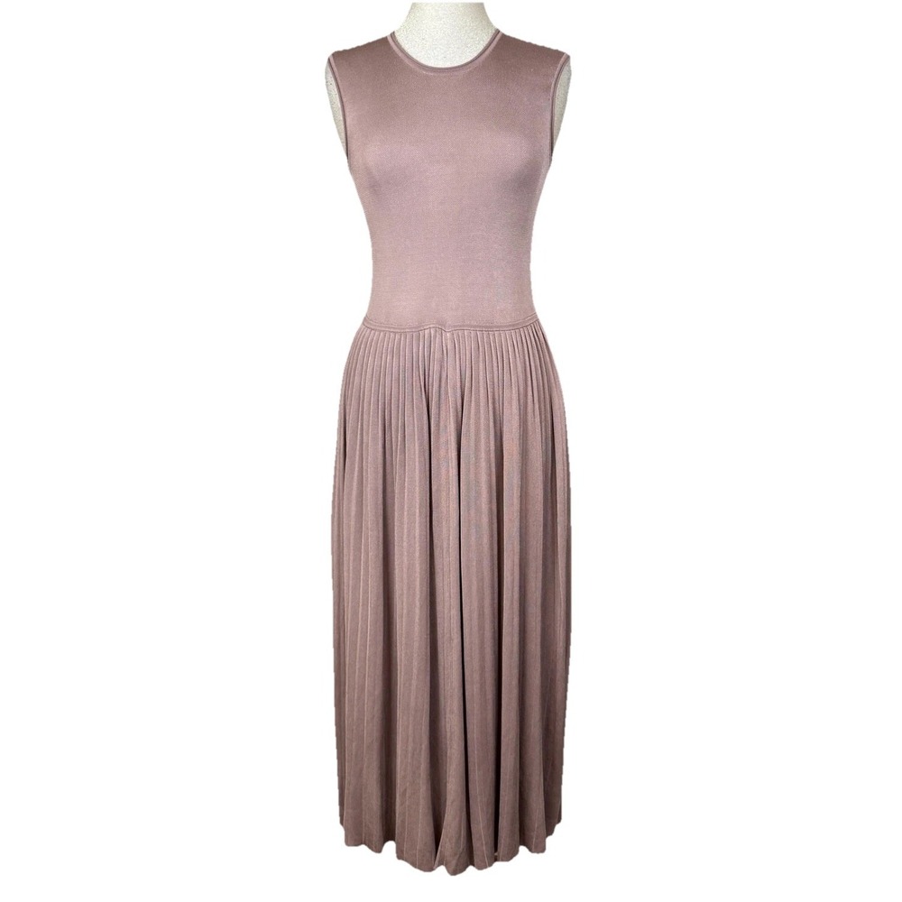 Everlane Dress Womens XS Mauve‎ Knit Pleated Fit & Flare Maxi Tank Minimalist